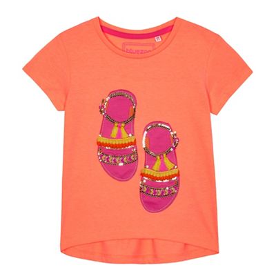 Girls' orange sandal applique t-shirt